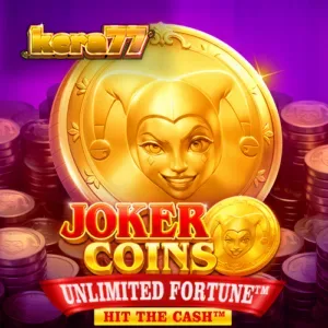 Tampilan antarmuka slot Joker Coins Unlimited Fortune dengan simbol buah dan koin emas.